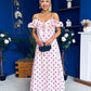 Yvette Frill Detail Midi Dress Polka Pink