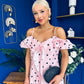 Yvette Frill Detail Midi Dress Polka Pink