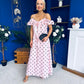 Yvette Frill Detail Midi Dress Polka Pink