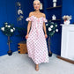 Yvette Frill Detail Midi Dress Polka Pink