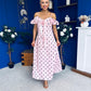 Yvette Frill Detail Midi Dress Polka Pink