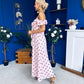 Yvette Frill Detail Midi Dress Polka Pink