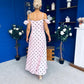 Yvette Frill Detail Midi Dress Polka Pink