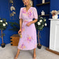 Eina Pleated Midi Dress Floral Lavender