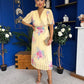 Eina Pleated Midi Dress Floral Yellow