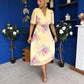 Eina Pleated Midi Dress Floral Yellow