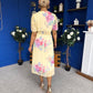 Eina Pleated Midi Dress Floral Yellow