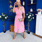 Eina Pleated Midi Dress Floral Pink