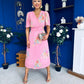 Eina Pleated Midi Dress Floral Pink