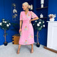Eina Pleated Midi Dress Floral Pink