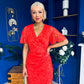 Natasha Lace Angel Sleeve Midi Dress Coral