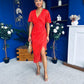 Natasha Lace Angel Sleeve Midi Dress Coral