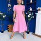 Eleanor Pearl Detail Occasion Midi Dress Pwr Pink