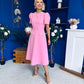 Eleanor Pearl Detail Occasion Midi Dress Pwr Pink