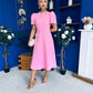 Eleanor Pearl Detail Occasion Midi Dress Pwr Pink