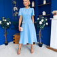 Eleanor Pearl Detail Occasion Midi Dress Pwr Blue