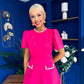 Eleanor Pearl Detail Occasion Midi Dress Hot Pink