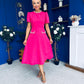 Eleanor Pearl Detail Occasion Midi Dress Hot Pink