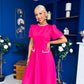 Eleanor Pearl Detail Occasion Midi Dress Hot Pink