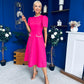 Eleanor Pearl Detail Occasion Midi Dress Hot Pink