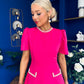 Eleanor Pearl Detail Occasion Midi Dress Hot Pink