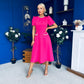 Eleanor Pearl Detail Occasion Midi Dress Hot Pink