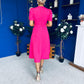 Eleanor Pearl Detail Occasion Midi Dress Hot Pink