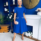 Eleanor Pearl Detail Occasion Midi Dress Cobalt