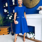 Eleanor Pearl Detail Occasion Midi Dress Cobalt