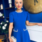 Eleanor Pearl Detail Occasion Midi Dress Cobalt