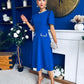 Eleanor Pearl Detail Occasion Midi Dress Cobalt