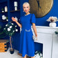 Eleanor Pearl Detail Occasion Midi Dress Cobalt