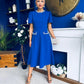 Eleanor Pearl Detail Occasion Midi Dress Cobalt