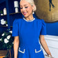 Eleanor Pearl Detail Occasion Midi Dress Cobalt