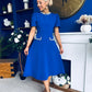 Eleanor Pearl Detail Occasion Midi Dress Cobalt