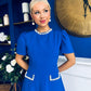 Eleanor Pearl Detail Occasion Midi Dress Cobalt