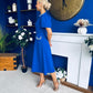 Eleanor Pearl Detail Occasion Midi Dress Cobalt