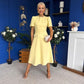 Eleanor Pearl Detail Occasion Midi Dress Yellow
