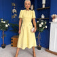 Eleanor Pearl Detail Occasion Midi Dress Yellow