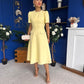 Eleanor Pearl Detail Occasion Midi Dress Yellow