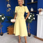 Eleanor Pearl Detail Occasion Midi Dress Yellow