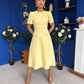 Eleanor Pearl Detail Occasion Midi Dress Yellow