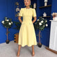 Eleanor Pearl Detail Occasion Midi Dress Yellow