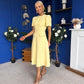 Eleanor Pearl Detail Occasion Midi Dress Yellow