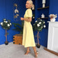 Eleanor Pearl Detail Occasion Midi Dress Yellow