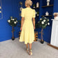 Eleanor Pearl Detail Occasion Midi Dress Yellow