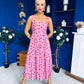 Nadia Sleeveless Midi Dress Polka Pink