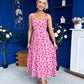 Nadia Sleeveless Midi Dress Polka Pink