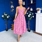 Nadia Sleeveless Midi Dress Polka Pink