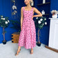 Nadia Sleeveless Midi Dress Polka Pink